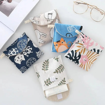 Antmvs Antmvs - Portable Women Cosmetic Organizer Sanitary Napkin Storage Bag Girls Ladies Cute Coin Card Sanitary Pad Pouch Small Cosmetic Bag