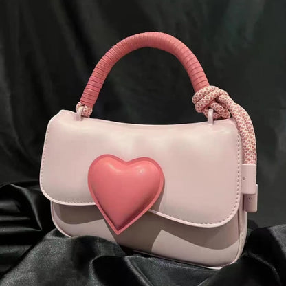 Antmvs Antmvs Sweet Cute Love Ladies Handbags Pink Heart Women's Small Square Shoulder Bags Pu Leather Simple Female Purse Crossbody Bag