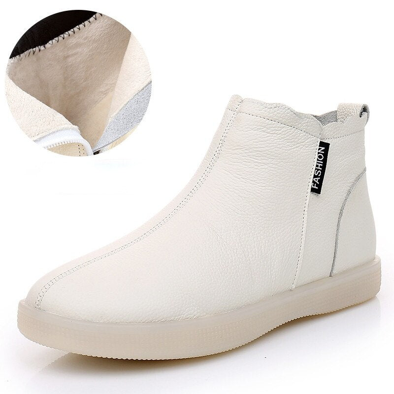 Antmvs  Fujin Spring Genuine Leather Cow Women Ankle Boots Waterproof Slip On Super Comfortable Booties Autumn Winter Shoes Non Slip