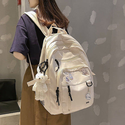 Antmvs Antmvs  Harajuku Cute School Bag For Girls Multi Pocket Waterproof Nylon Women Backpack Fashion Travel Backbags Large Capacity Bookbags