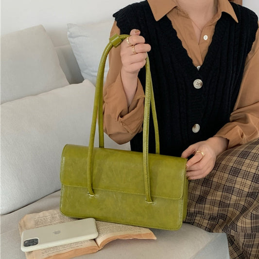 Antmvs Graduation Gift Retro Simple Women's Underarm Bag Vintage Green Ladies Square Shoulder Bags Winter Fashion Female Tote Purse Top Handle Handbags