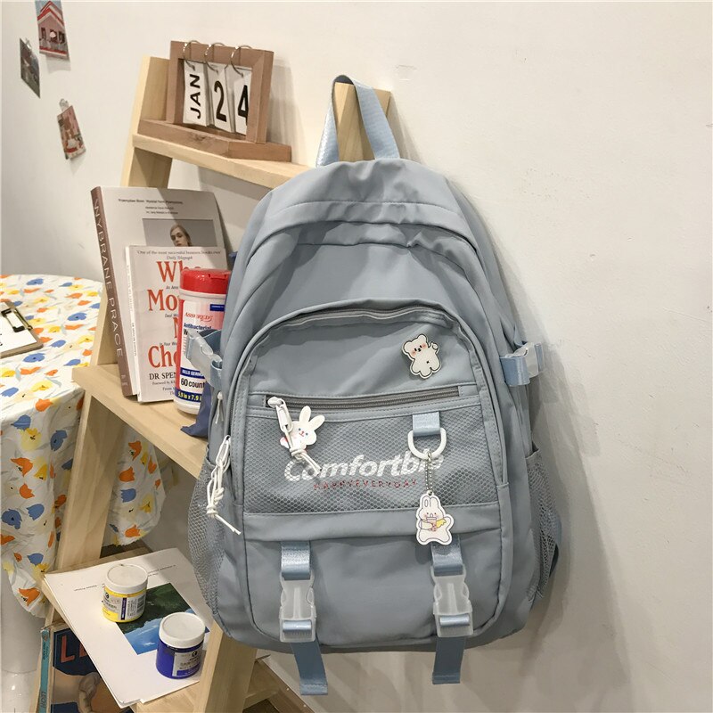 Antmvs Antmvs   Cute Nylon Waterproof Color Women Backpack Unisex Fashion Schoolbag Lady Kawaii Book Female Travel Backpack Trendy