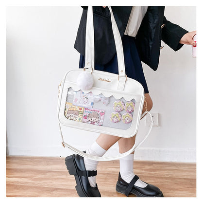 Antmvs Antmvs  Japanese Kawaii Shoulder Bag For Women PU Leather Itabag Transparent Bag JK Tote Bag Handbags Preppy Bag ita bag Crossbody Bag