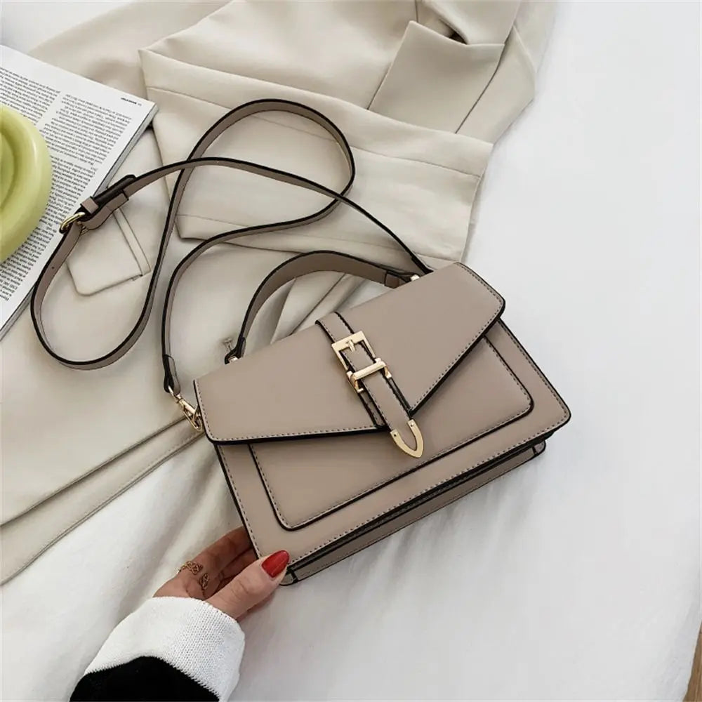 Antmvs Antmvs - Solid Color Messenger Shoulder Bag Portable PU Leather Handbag Crossbody Bag Women Ladies