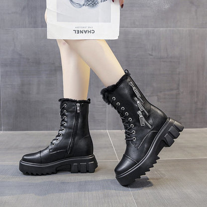 Antmvs Ankle Boots For Women  New Brand Snow Boots Fashion Warm Winter Boots Women Solid Square Heel Shoes Woman Thigh High Boots