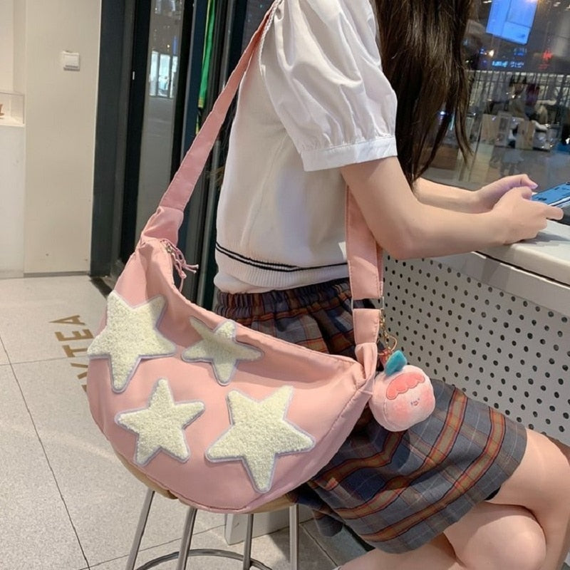 Antmvs Antmvs  Cute Five-pointed Star Messenger Bag Tote Bag Leisure Backpack Large Capacity Shoulder Bag Schoolbag Bag Women's bag