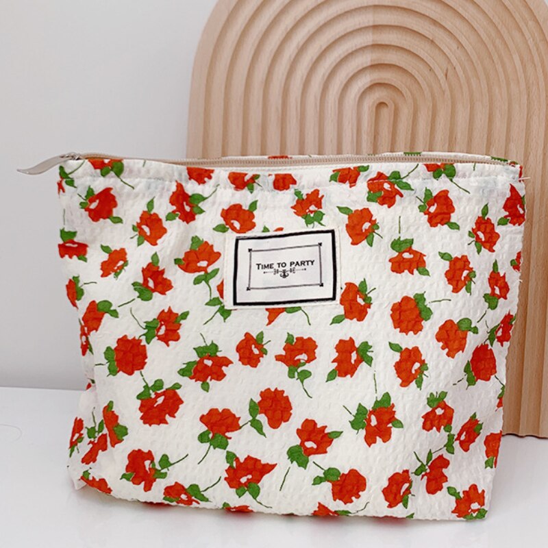 Antmvs Antmvs Large Capacity Travel Makeup Bag Skincare Bag Toiletry Organizer Makeup Pouch Clutch Fashion Simple Floral Jacquard Cosmetic Bag