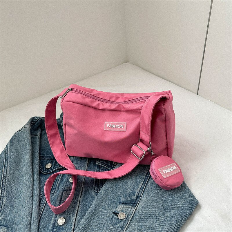 Antmvs Antmvs INS Simple Campus Canvas Bag  Spring New High Capacity Bag Women's Bag Fashion Girl Single Shoulder Crossbody Bags for Women