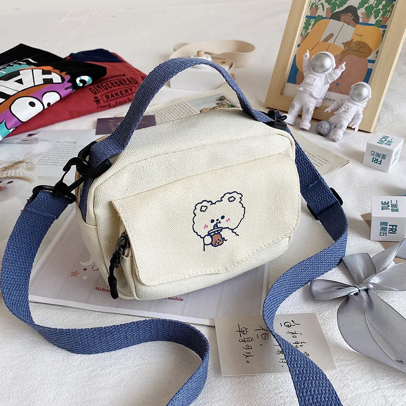 Antmvs Antmvs - Small Women Canvas Shoulder Bags Korean Cartoon Print Fashion Mini Cloth Handbags Phone Crossbody Bag for Cute Girl  Purse