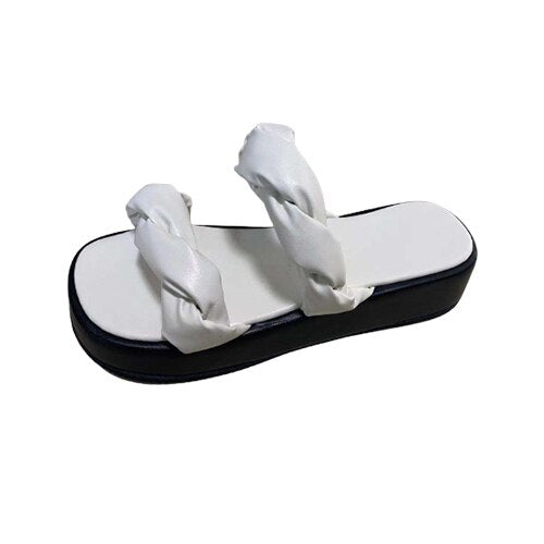 Antmvs  Women Platform Slippers  Summer Woman Weave Flats Ladies Casual Thick Bottom Slides Female Comfortable Beach Shoes Plus Size