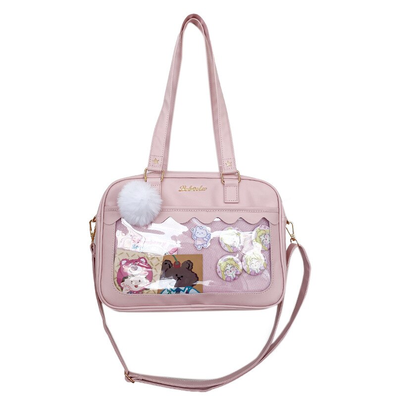 Antmvs Antmvs  Japanese Kawaii Shoulder Bag For Women PU Leather Itabag Transparent Bag JK Tote Bag Handbags Preppy Bag ita bag Crossbody Bag