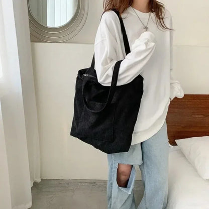 Antmvs Antmvs -  New Women's Corduroy Tote Bag Large Shoulder Hobo Bags Casual Handbags Large Capacity Female Shopping Work Commuting Bag