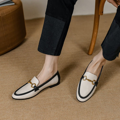 Antmvs  Spring New Genuine Leather Women Shoes Fashion Retro Slip-On Loafers Shoes Round Toe Shoes Woman Zapatos De Mujer Flats