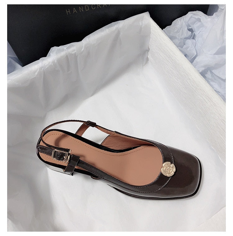 Antmvs New Summer Women Sandals Temperament Thick High Heel Mary Jane Females Sandals Fashion Cozy Cute Retro Breathable Daily Shoes