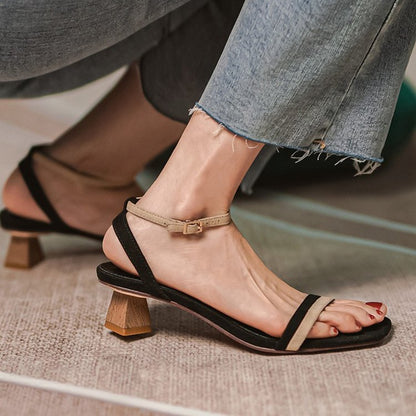 Antmvs New Fashion Women's Shoes Casual Buckle Strap Shoes Women's Sandals Thick Heel Ankle Strap Narrow Strap Summer Sandals