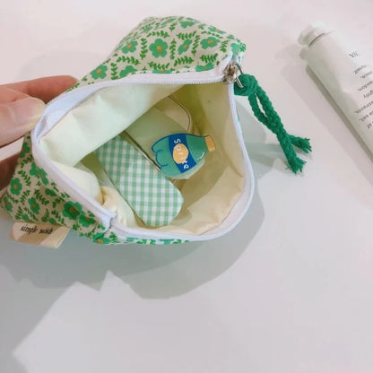 Antmvs Antmvs - Women Lipstick Makeup Case Small Cosmetic Make Up Bag Mini Cotton Floral Organizer Bags Children Girls Purse Coin Pouch Case