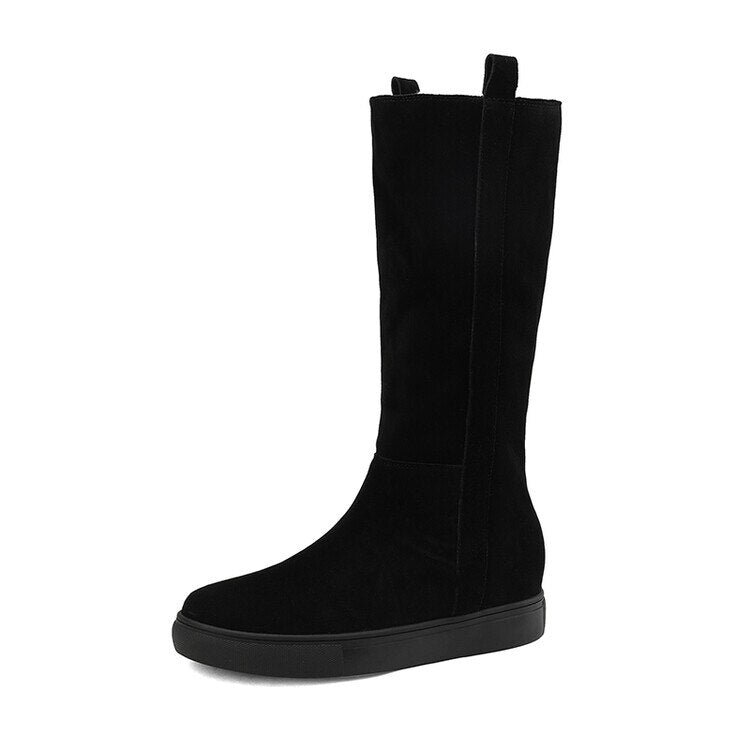 Antmvs  New Winter Warm Mid-Calf Boots Fashion Boots Women Shoes Round Toe Boots Casual Wool Boots For Women Flat Shoes Women