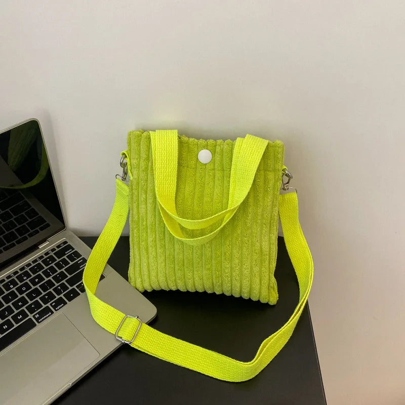 Antmvs Antmvs - Mini Tote Bag Women Corduroy Zipper Shoulder Bag Spring Summer New Fashion Handbag Single Shoulder Bag Crossbody Small