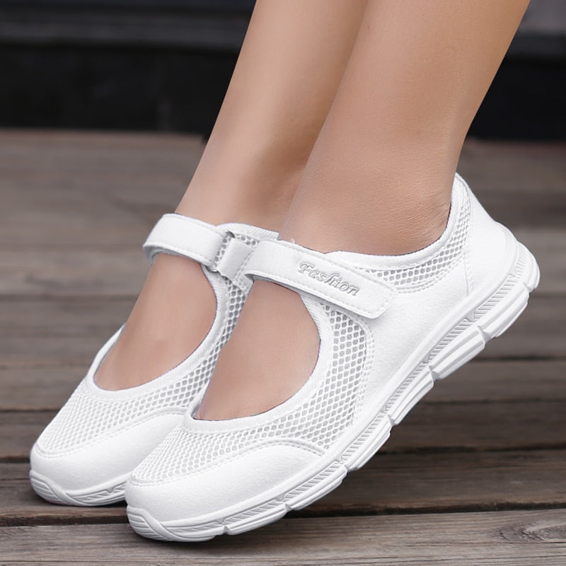 Antmvs New Women Flats  Spring Summer Ladies Mesh Flat Shoes Women Soft Breathable Sneakers Women Casual Shoes White Nurse Shoes