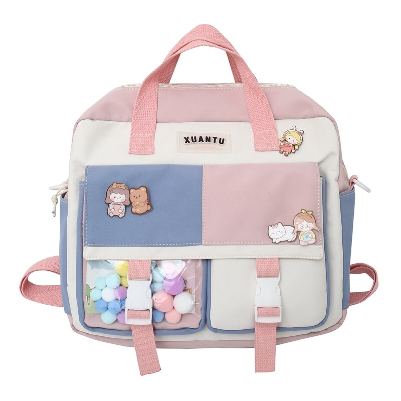 Antmvs Antmvs  Contrast Color Korean Style Women's Backpack Women's Bag  Trend Multifunctional Schoolgirl's Nylon Fabric School Bag Kawaii