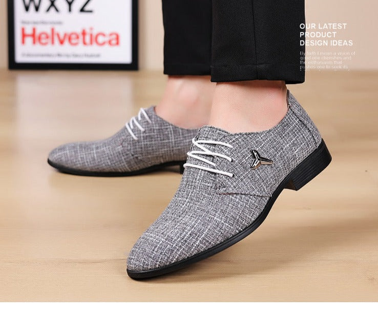 Antmvs  Men's Plus Size Shoes Breathable Pointed Linen Canvas Dress Shoes For Men Business Casual Shoes Male Beijing Old Cloth Footwear