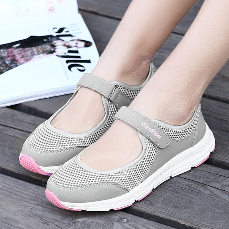 Antmvs New Women Flats  Spring Summer Ladies Mesh Flat Shoes Women Soft Breathable Sneakers Women Casual Shoes White Nurse Shoes