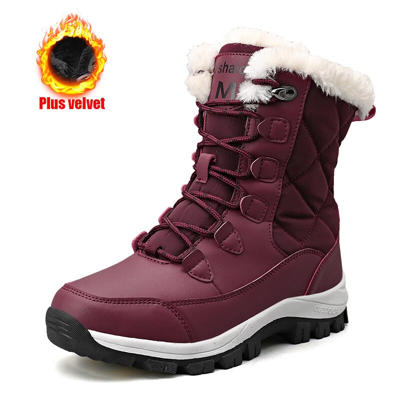 Antmvs Women's Winter High Boot With Fur Snow Boot Warm Puffy Boots For Women Water Proof White Platform Boot Shoes 41 Mid Calf Boots