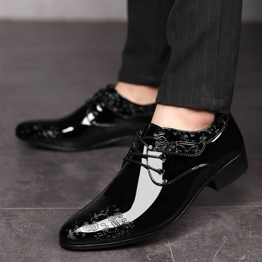 antmvs  Men Leather Shoes Shiny Business Leather Dress Shoes Mens Fashion Formal Casual Shoe Large Size Lace Up Wedding Footwear