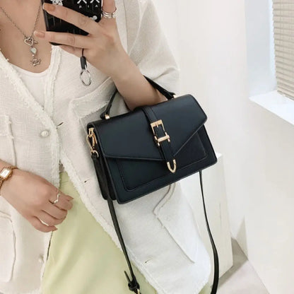 Antmvs Antmvs - Solid Color Messenger Shoulder Bag Portable PU Leather Handbag Crossbody Bag Women Ladies