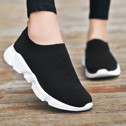 Antmvs  Mesh Women Sneakers Breathable Women Flat Shoes Lightweight Casual Shoes Ladies Lace-Up Black Couple Color Socks Shoes