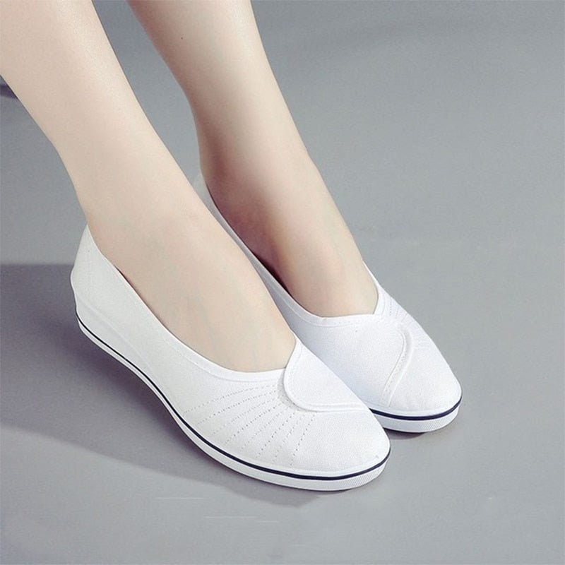 Antmvs  Women Canvas Loafers  New Woman Casual Vulcanized Ladies White Shoes Women's Fashion Wedges Female Comfortable Footwear