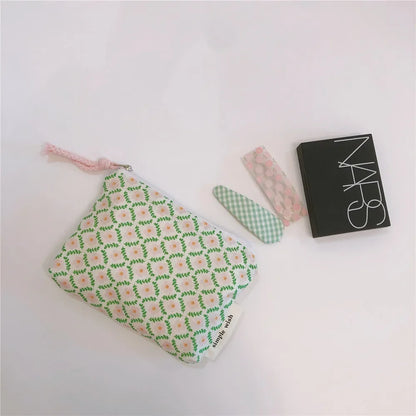 Antmvs Antmvs - Women Lipstick Makeup Case Small Cosmetic Make Up Bag Mini Cotton Floral Organizer Bags Children Girls Purse Coin Pouch Case