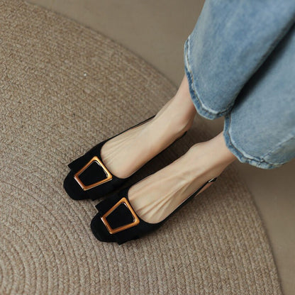 Antmvs Classic Women's Sandals Metal Decoration Mixed Colors Female Shoes Thick Heel Square Head Shallow Mouth Office Ladies Pumps