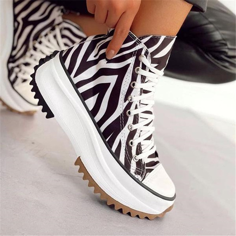 antmvs  Sneaker Shoes For Women  Zebra Platform Canvas Shoes Fashion Woman Sport Casual Vulcanized Shoes Female Chaussure Femme