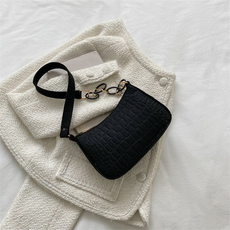 Antmvs Antmvs  Fashion Retro Women's Handbag Underarm Bag Casual Women's Shoulder Bag Solid Color Zipper Handbag for Women