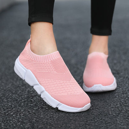 Antmvs  Mesh Women Sneakers Breathable Women Flat Shoes Lightweight Casual Shoes Ladies Lace-Up Black Couple Color Socks Shoes