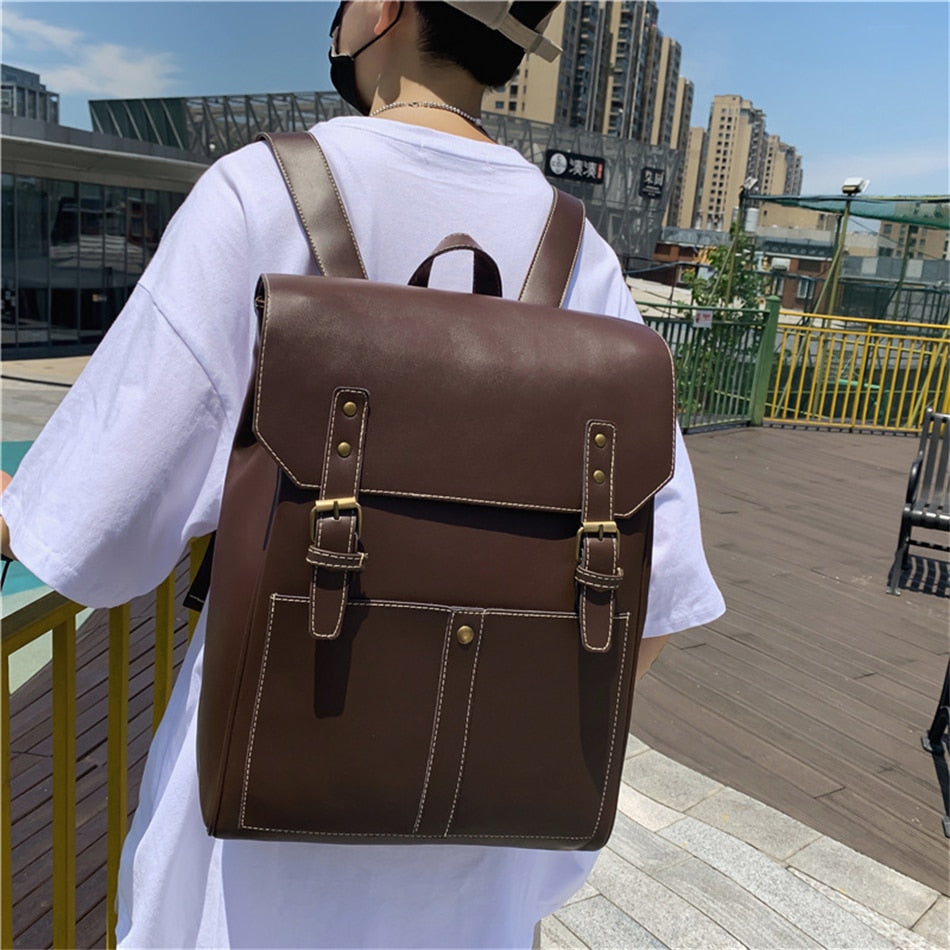 Antmvs Antmvs  Vintage Large Capacity Women Backpack  PU Leather Female Shoulder Bag High Quality Travel Books Rucksack Large Mochila Sac