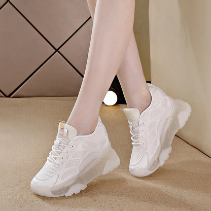 antmvs  8Cm Platform Wedge Sneakers Women Shoes Genuine Leather Breathable Air Mesh Women Summer Shoes Chunky Spring Autumn 2024