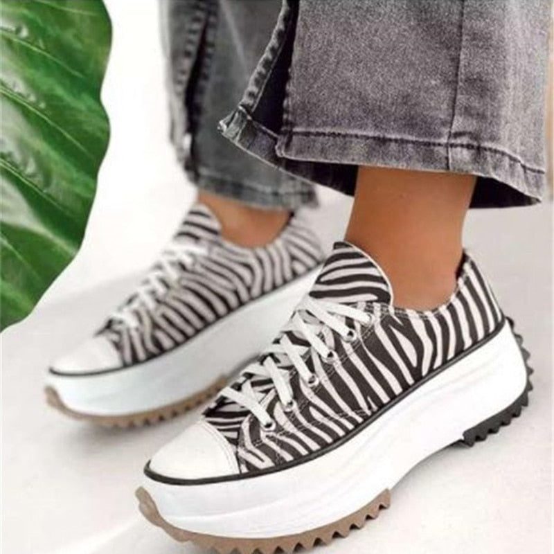 antmvs  Sneaker Shoes For Women  Zebra Platform Canvas Shoes Fashion Woman Sport Casual Vulcanized Shoes Female Chaussure Femme