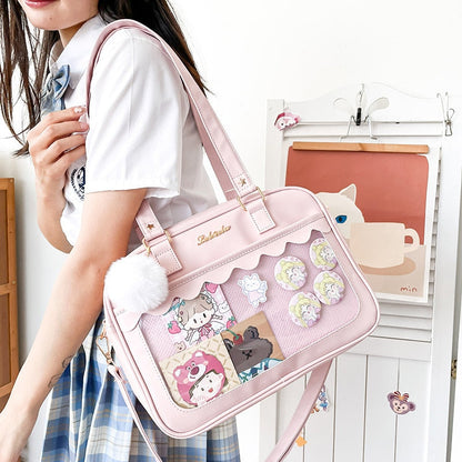 Antmvs Antmvs  Japanese Kawaii Shoulder Bag For Women PU Leather Itabag Transparent Bag JK Tote Bag Handbags Preppy Bag ita bag Crossbody Bag