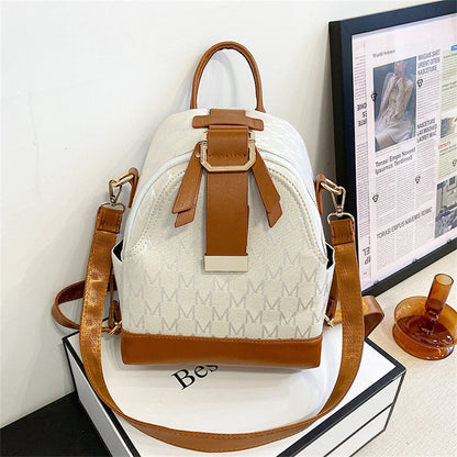 Antmvs Antmvs  Classic Knitting Letter Women Small Backpack Designer Luxury School Bag for Teenager Girls PU Leather Rucksack Shoulder Sac New