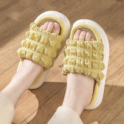 Antmvs  Lovely Linen Slippers Summer Women Couples Non Slip Thick Soled Spring Summer Cotton Linen Cool Slippers Home Slipper