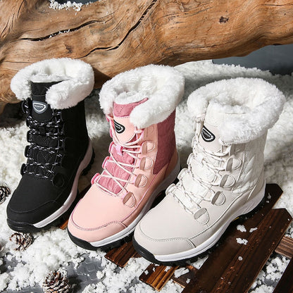 Antmvs Women's Winter High Boot With Fur Snow Boot Warm Puffy Boots For Women Water Proof White Platform Boot Shoes 41 Mid Calf Boots