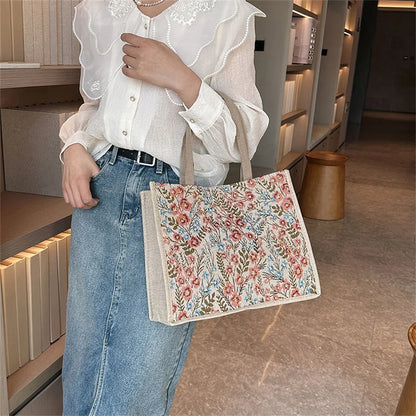 Antmvs Antmvs - Literary Large Capacity Cotton Linen Women'S Bag New Fashion Work Commuting Underarm Bag Shoulder Bag Casual Handbag