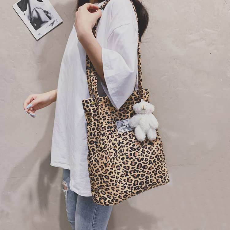 Antmvs Antmvs Korean Chic Big Casual Tote Bag Leopard Shoulder Bag Ladies Canvas Bag New Shopping Bag Student Print Handbag Bolsa Mujer