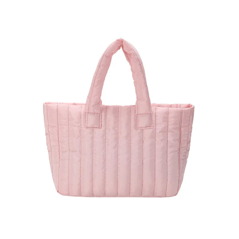 Antmvs Antmvs - New Pink Ladies Tote Bags Large Capacity Cotton Padded Bolsa Solid Color Casual Fashion Luxuy Shoulder Simple Nylon Elegant Bag