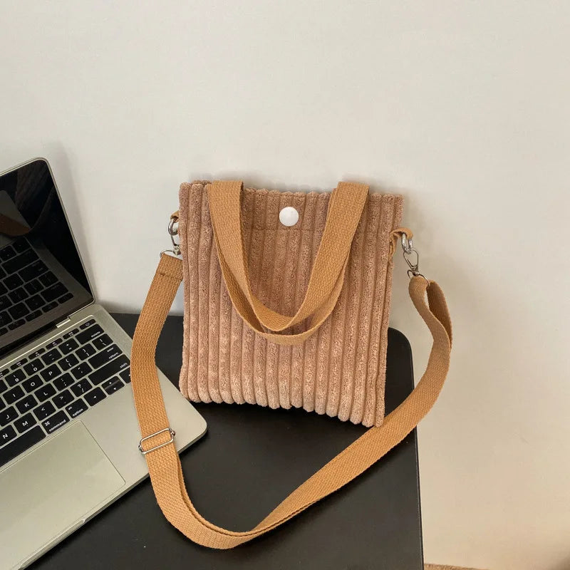 Antmvs Antmvs - Mini Tote Bag Women Corduroy Zipper Shoulder Bag Spring Summer New Fashion Handbag Single Shoulder Bag Crossbody Small