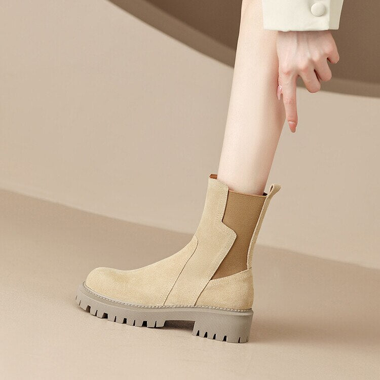 Antmvs  New Autumn Winter Chimney Boots Chelsea Boots Women Shoes Round Toe Boots Casual Chunky Platform Boots For Women Botines