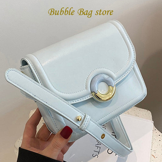 Antmvs Antmvs  Simple Women Pu Leather Shoulder Bags Solid Color College Style High Quality Prom Flap Armpit Bags Blue Pink Messenger Bags