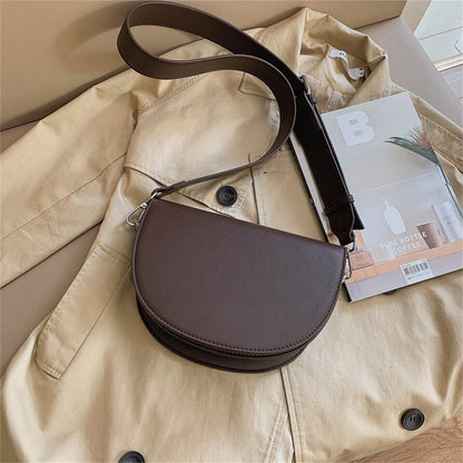 Antmvs Antmvs  Retro Solid Color Saddle Bag High Quality Leather Shoulder Bags for Women  New Simple Ladies Crossbody Bag Designer Handbags